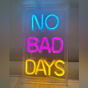 West & Arrow LED Neon Acrylic Sign 'No Bad Days'